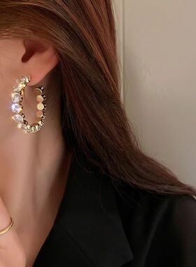 New Luxury High Quality Inlay CZ Hoop Earrings Round Green