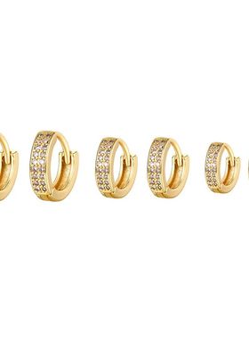 10/12/14mm Exquisite Iced Out Zircon Hoop Earrings Gold