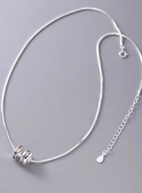 S925 Sterling Silver Snake Bone Chain Colored Zircon