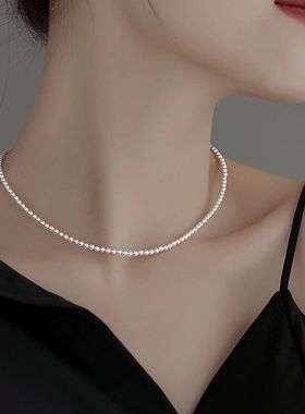 S925 Shell Pearl Choker Women Simple Handmade Strand Bead