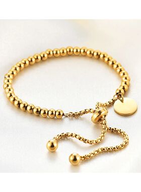 Women's Stainless Steel 18K Gold Plated Bead Bracelet