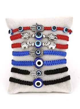 Turkish Blue Evil Eye Bracelet Men Women Handmade Woven Red