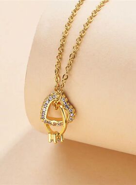 Korean Fashion Heart Ring Cross Stainless Steel Necklace