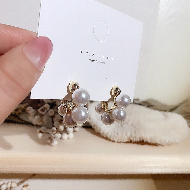 Elegant Celebrity Metal Korean Pearl Earrings For Woman Fash-图2