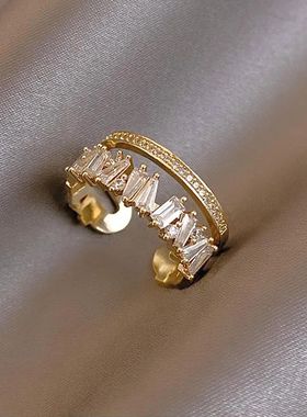Luxury Zircon Gold Color Double Layer Adjustable Opening