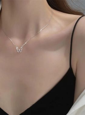 Simple Hollow Crystal Butterfly Necklace Fashion Classical