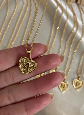 A-Z Initial Letter Heart Pendant Necklace For Women
