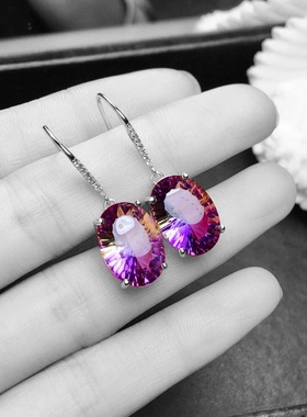 Luxury Fashion Oval Stone Dangle Earrings for Women Colorful