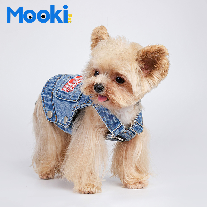 mookipet狗狗衣服春秋款可牵引绳比熊泰迪宠物小型犬带牵引环背心-图0