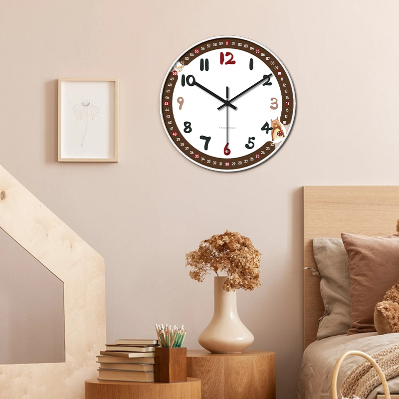 天极星静音挂钟卡通可爱女生装饰表学生儿童房石英钟挂墙上免打孔 - 图2