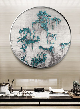 新中式圆形装饰画立体实物画玄关卧室客厅挂画入户走廊立体钉子画