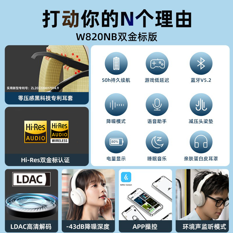 EDIFIER/漫步者 W820NB漫步者W82 - 图0