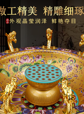 台湾景泰蓝浴佛盆九龙吐水太子佛