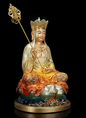 台湾纯铜地藏菩萨佛像铜像摆件