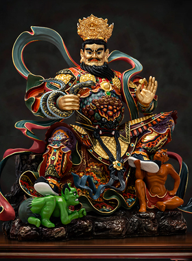 台湾纯铜彩绘四大天王金刚护法