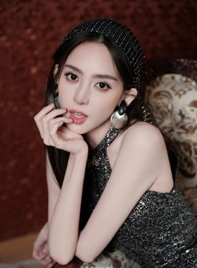 娜扎同款黑色满钻头巾发饰欧美时尚电音辣妹烫钻渔网发带网红配饰