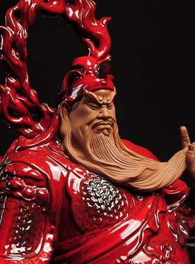 曾国清陶瓷文武财神关公摆件