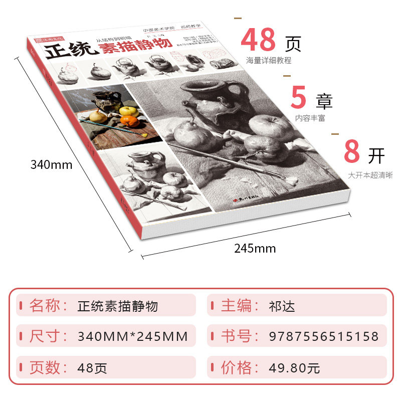 正统素描静物  零基础石膏几何体临摹范本单体组合技法美术绘画画册高中初学新手照片对画高考联考教程书教学教材书籍,淘宝优惠券,粉丝福利购,淘宝优惠卷
