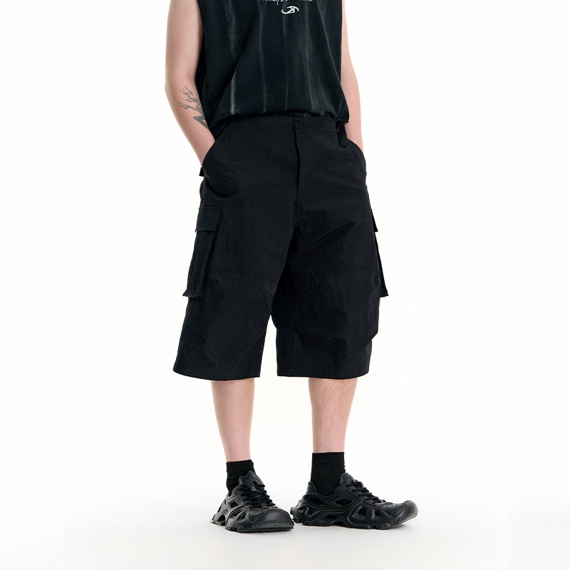 IMXS廓形休闲男短裤中分工装裤女宽松设计感中长七分裤2025年夏季,淘宝优惠券,粉丝福利购,淘宝优惠卷