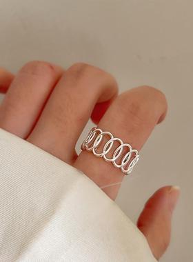 简约珍珠线条戒指女冷淡风个性高级感开口素圈指环百搭指环食指戒