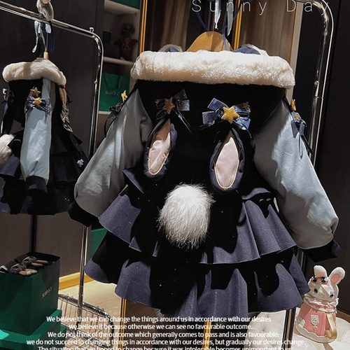 女童朱迪外套秋冬装新款洋气女孩兔子警官派克服儿童加厚羽绒棉衣 - 图3