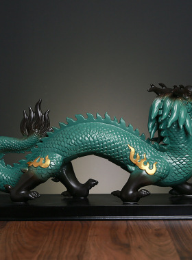 陶瓷珍藏版大号创意祥龙献瑞摆件家居办公室风水招财龙工艺礼品