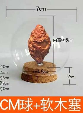 橄榄核雕单籽玻璃罩密封底尘罩开裂盒文玩陈列展示收纳瓶