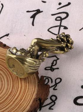 仿古黄铜佛手托莲倒流烟线香插黄铜坐佛释迦牟尼禅意茶道盖置摆件