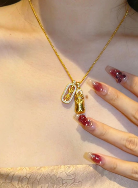 古法传承貔貅金刚杵吊坠黄金包银莫桑钻女韦雪同款项链送情人节礼