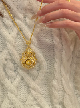 古法传承人生四美吊坠黄金包银镂空镶钻福禄葫芦女士毛衣链送女友