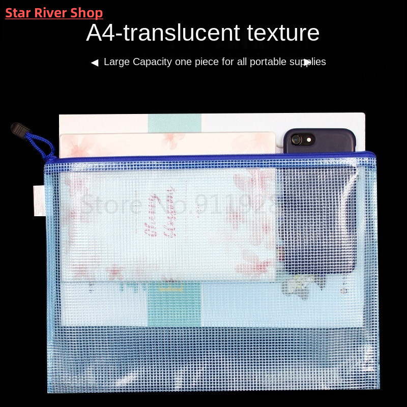 10pcs A4/A5/A6 Mesh Zipper Pouch Document Bag Waterproof Zip - 图1