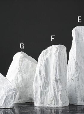 现代极简样板房家居装饰摆件客厅玄关酒店售楼部摆场假山石工艺品