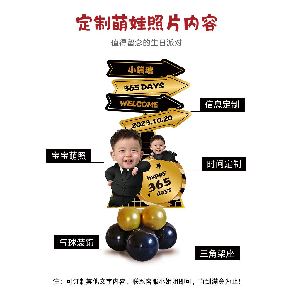 周岁生日布置人形立牌百日满月迎宾牌装饰宝宝生日宴头像kt板一岁