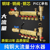 Home Loaded General Pure Brass Natural Color Warm Collection Large Flow Ground Warm All Copper Geothermal Water Segregator Ground Warm Pipe Valves