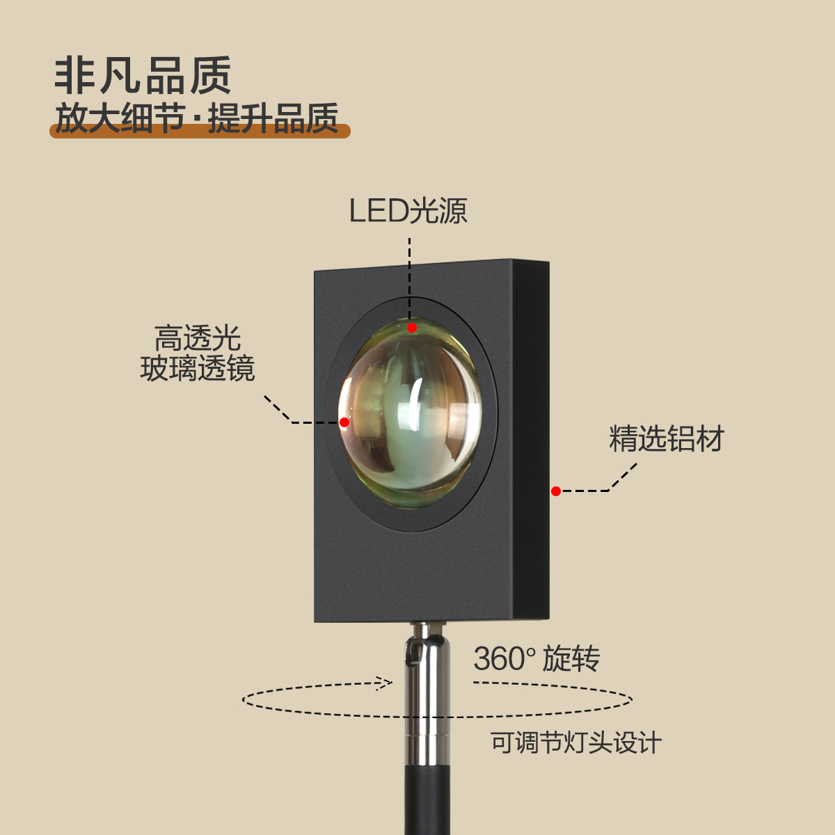 日落灯网红落日灯拍照氛围灯大光圈夕阳灯客厅卧室补光摄影落地灯 - 图3