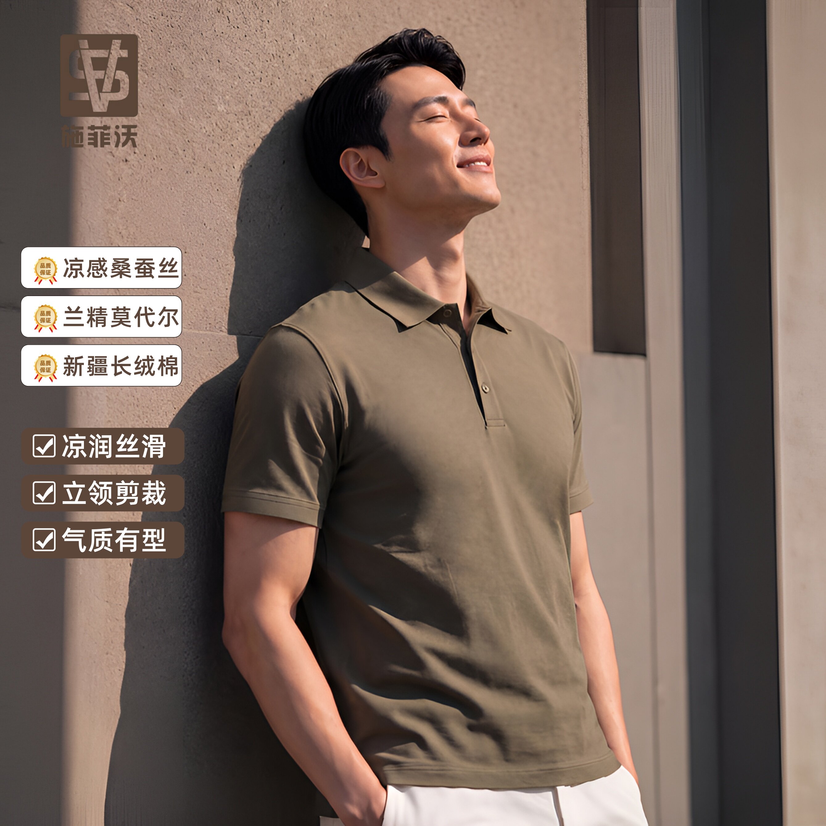 桑蚕丝莫代尔棉-施菲沃-金标品质高端面料商务休闲夏季男士Polo衫