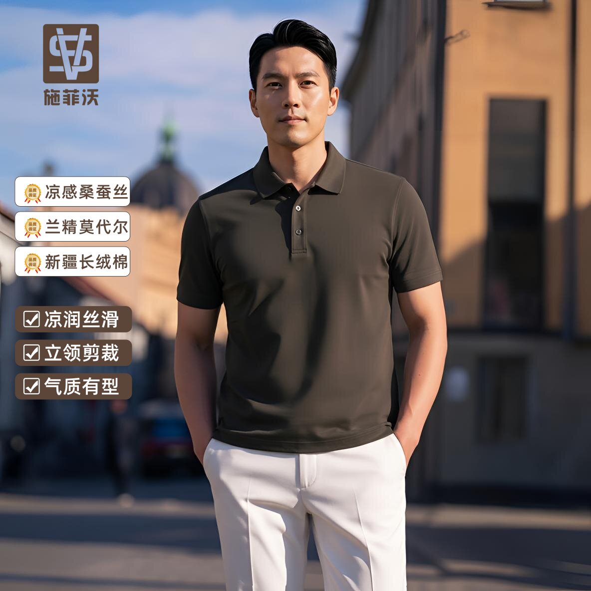 桑蚕丝莫代尔棉-施菲沃-金标品质高端面料商务休闲夏季男士Polo衫