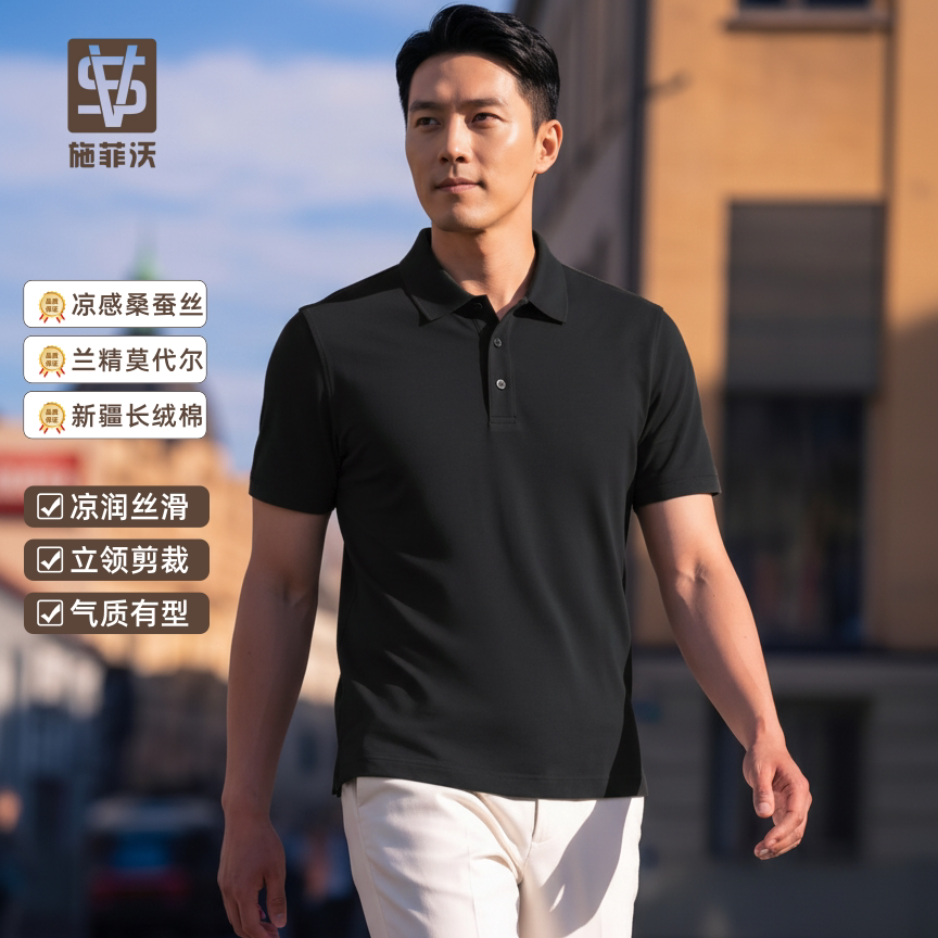 桑蚕丝莫代尔棉-施菲沃-金标品质高端面料商务休闲夏季男士Polo衫
