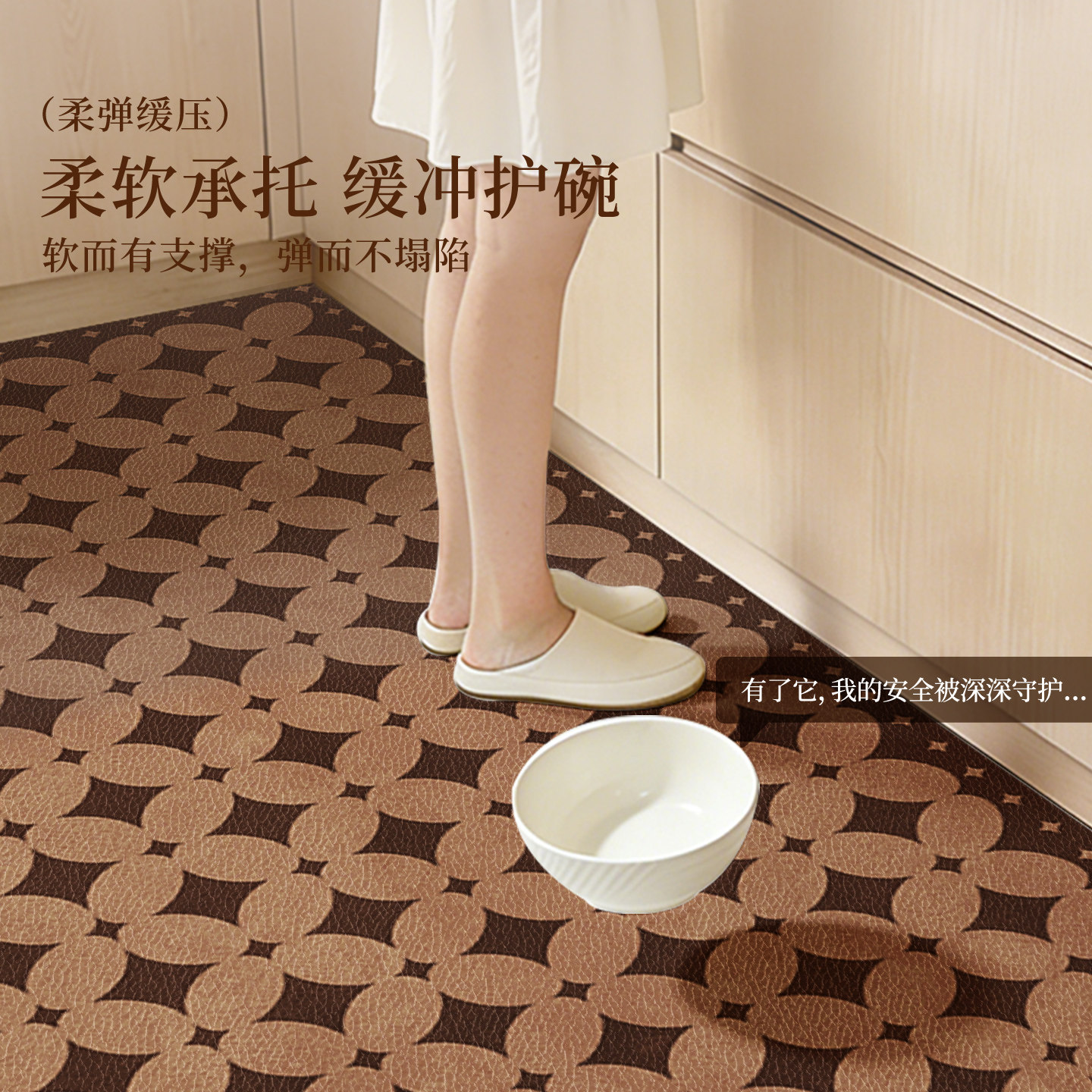 Medieval style kitchen floor mats are waterproof, oil-proof, anti-slip and wipeable