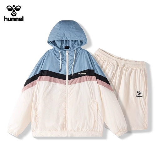 HUMMEL Летний тонкий спортивный костюм для влюбленных, дышащая трендовая куртка, шорты, комплект, защита от солнца