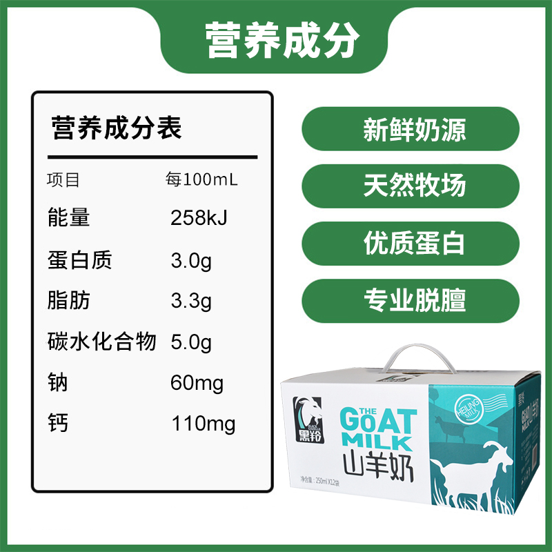 羊奶黑羚山羊奶鲜奶新鲜儿童成人羊奶官方店铺250ml*12袋整箱 - 图2