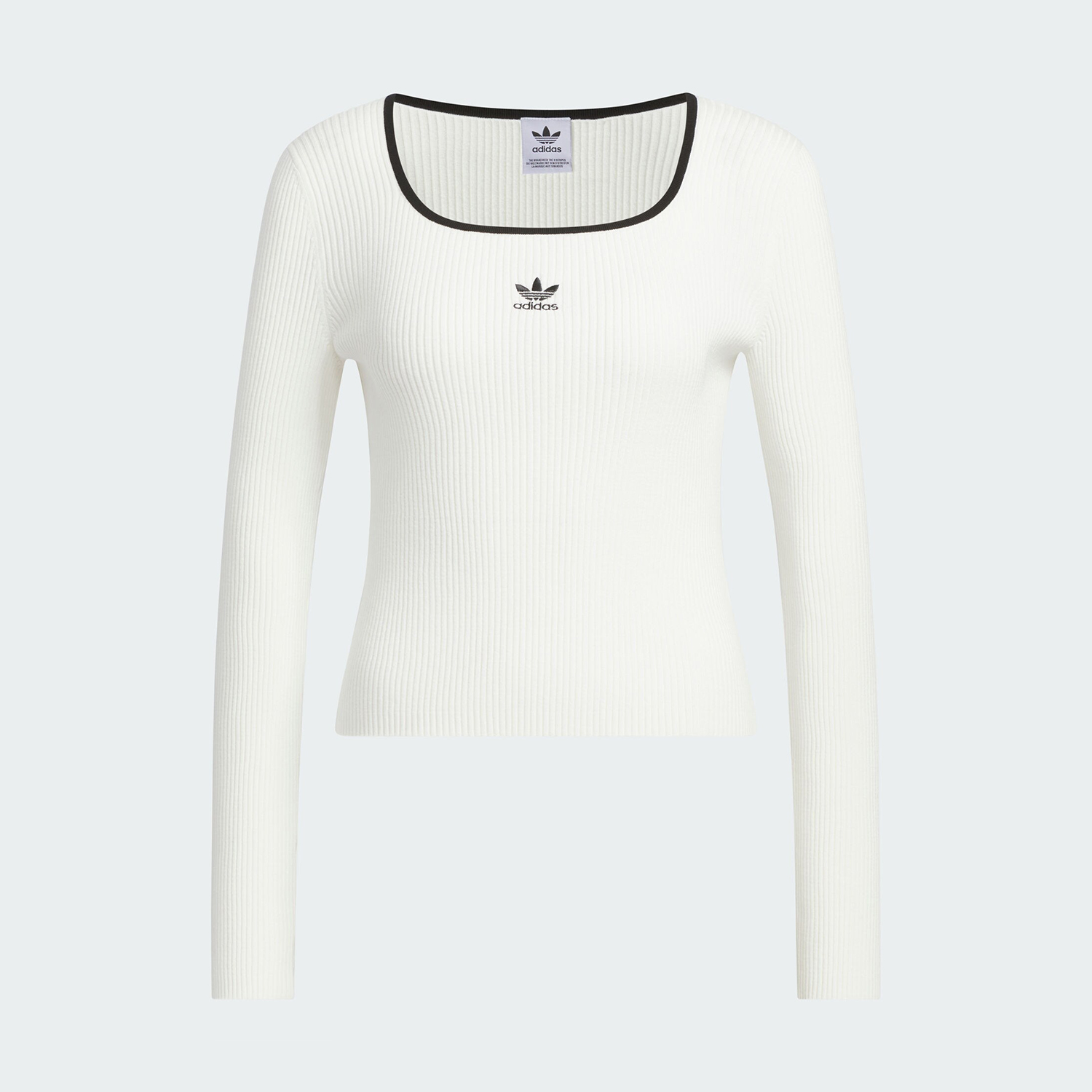 Adidas/阿迪达斯官方正品三叶草女士保暖简约针织户外T恤JM8055 - 图1