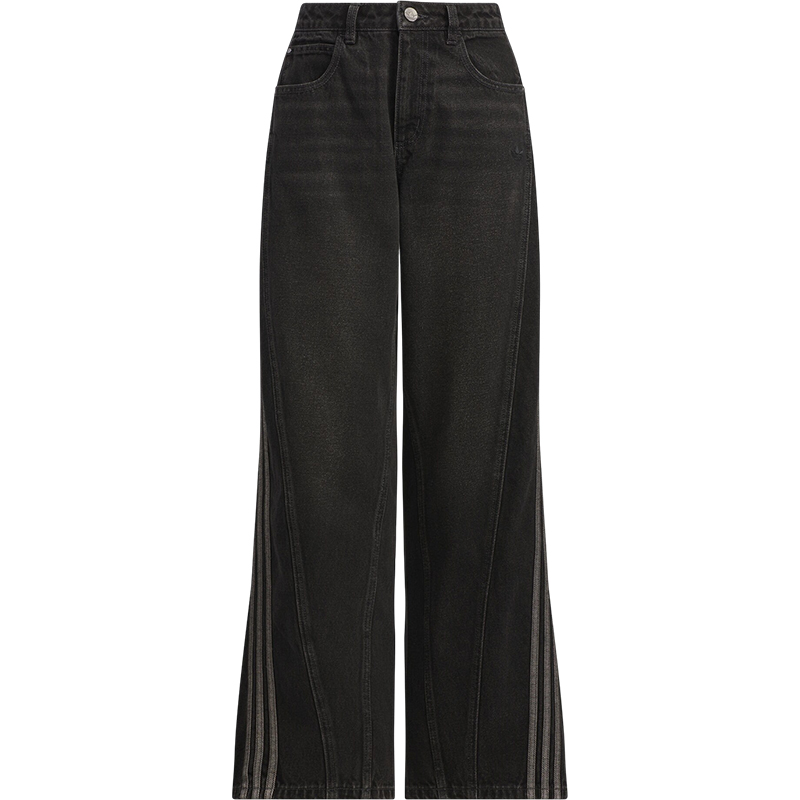 Adidas/阿迪达斯正品经典女士三条纹宽松休闲牛仔长裤JX6865 - 图3