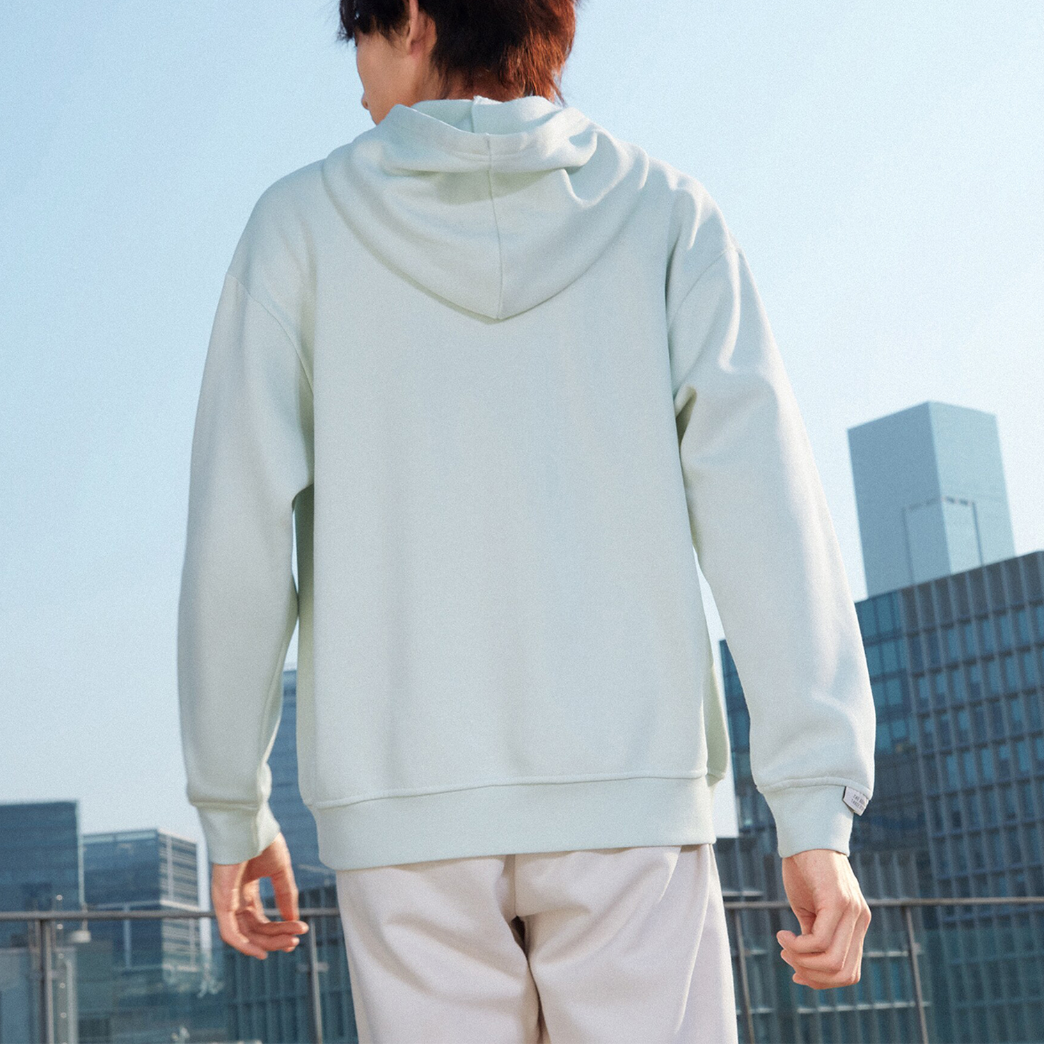 Adidas/阿迪达斯正品LABEL HOODIE 情侣款加绒连帽卫衣IB2711 - 图0