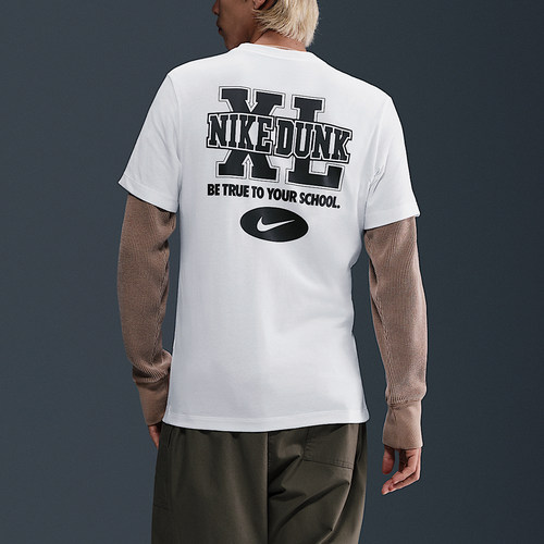 Nike/耐克正品2025男士针织刺绣字母透气经典运动短袖HJ0773-100 - 图0