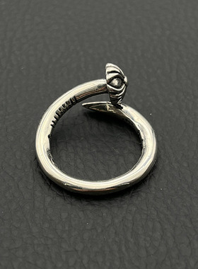 s925纯银高级感复古做旧钉子开口戒指男女欧美嘻哈个性情侣款指环