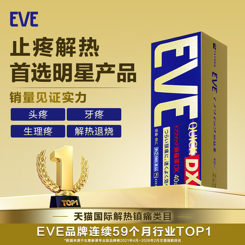 白兔eve止疼药头疼药关节腰痛布洛芬止痛药痛经牙疼退烧药金色40 - 图0
