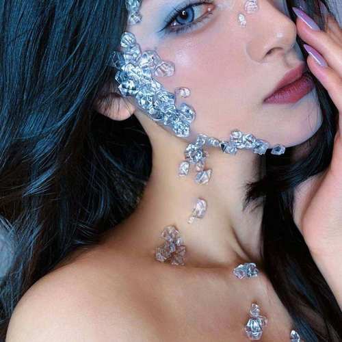 冰块仿真化妆脸部亚克力不规则小众创意仿妆脸部贴钻装饰透明超仙 - 图3