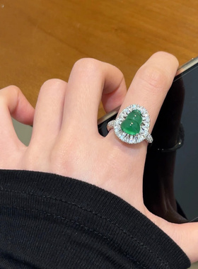 新中式时尚百搭绿色葫芦戒指女围