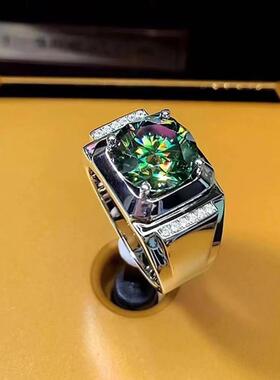 戒指全新圆形5克拉男戒镶嵌男士霸气宽版时尚